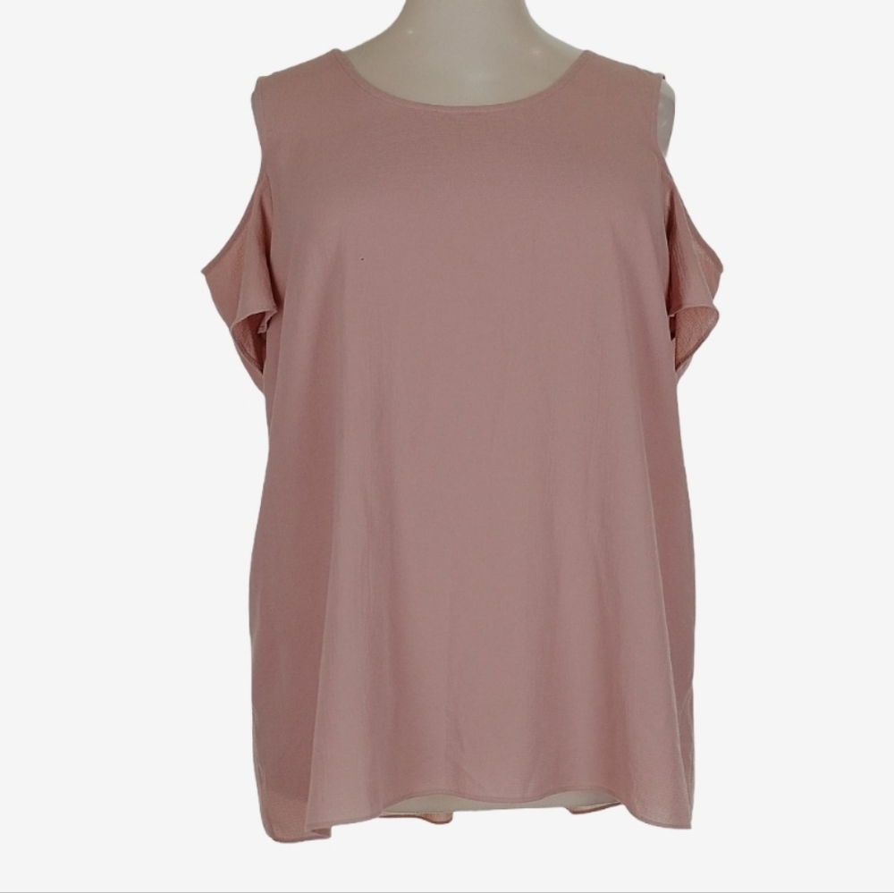 Moa Moa Womens Plus Size Blush Cold Shoulder Blouse Size 3X